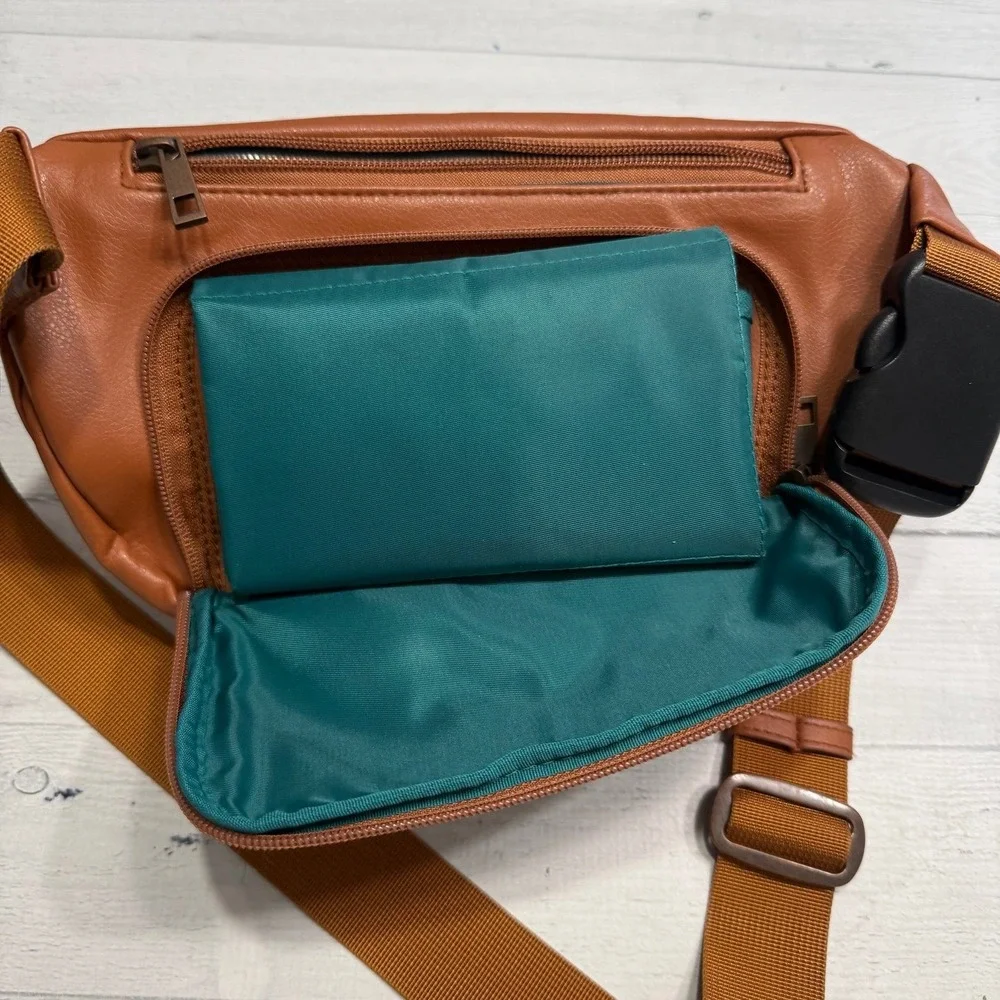 Kibou Vegan Premium Leather Fanny Pack Diaper Bag With Detachable Changing pad